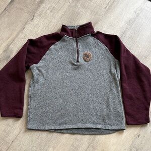 Men's Gray and Maroon Quarter-Zip Pullover